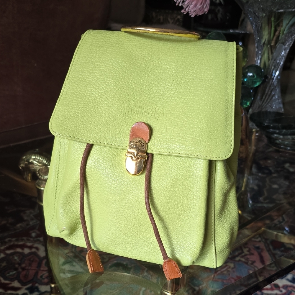 Valentina Green Canvas Backpack with Leather Accents
